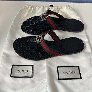 GUCCI 🖤💚❤️ Web Strap Sandals (37.5)
